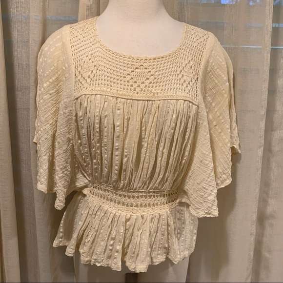 Vintage Tops - Vintage boho gauzy cotton with lace shirt